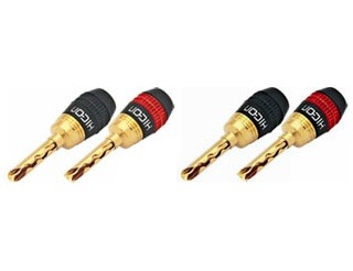 HICON Gold Banana plugs Quick-Lock (Set of 4)