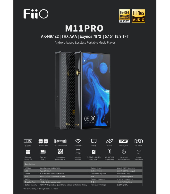 FiiO M11Pro Lettore Musicale Lossless ad Alta Risoluzione Smart Android
