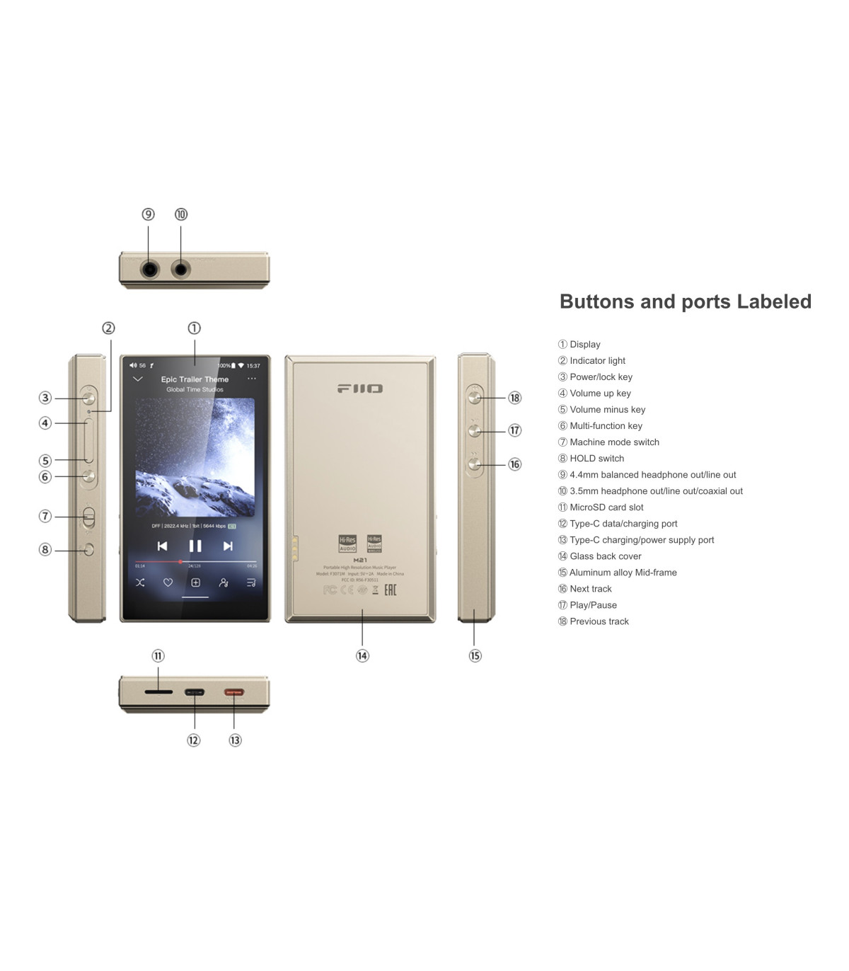 FiiO M21 Portable High Resolution Music Player [b-Stock]