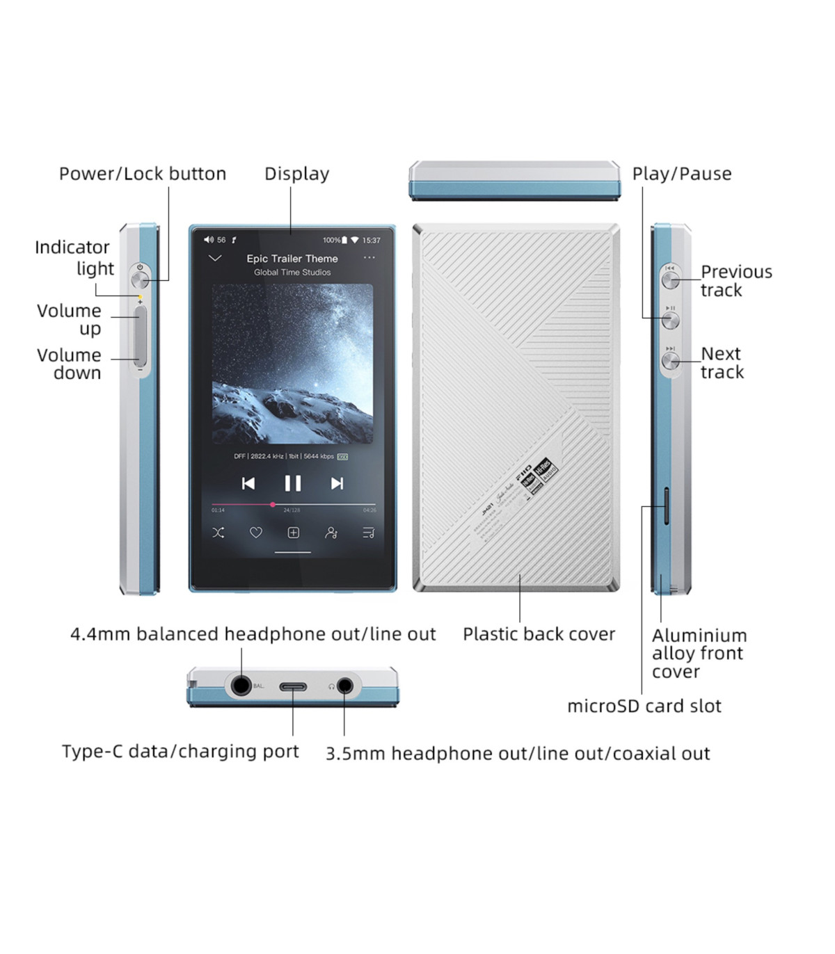 FiiO JM21 (4GB + 64GB) Portable High Resolution Music Player  [b-Stock]