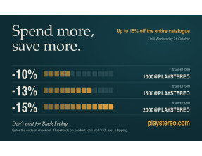 Up to 15% off the entire catalogue - The more you spend, the more you save