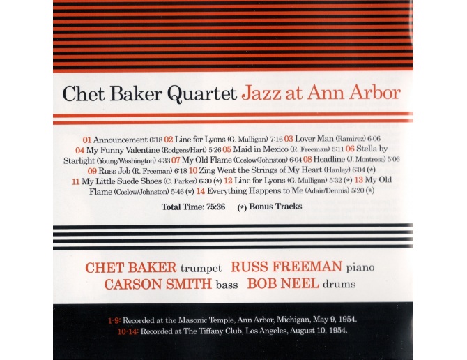 Chet Baker Quartet - Jazz at Ann Arbor - CD